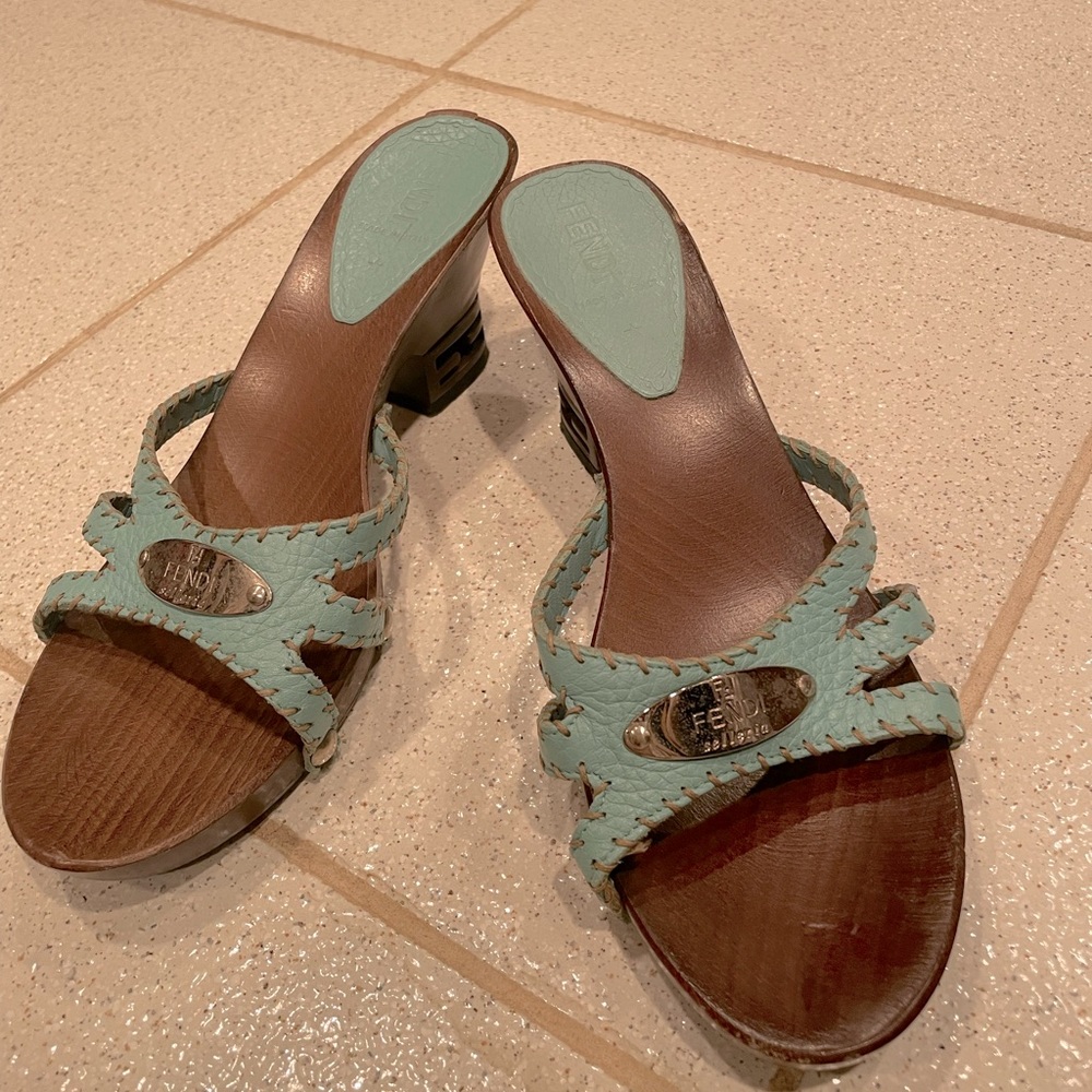 Fendi slides light blue